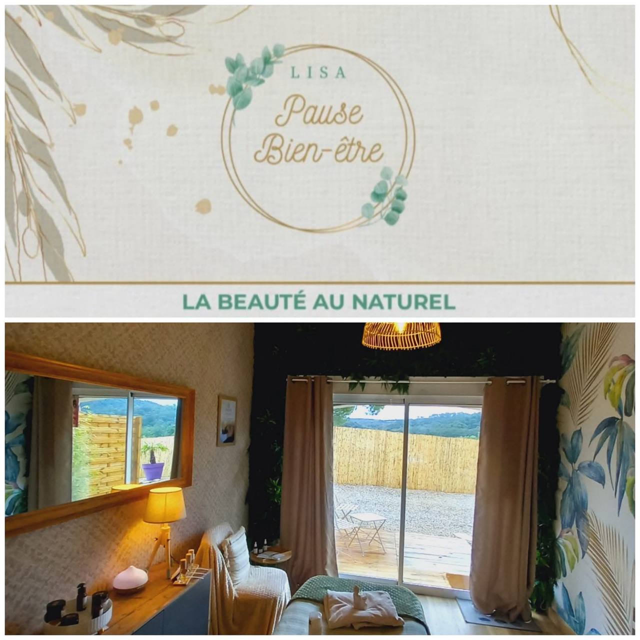 Logo et vue d'ensemble du salon